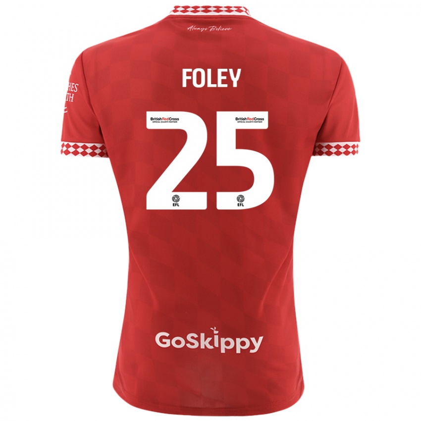 Mænd Erin Foley #25 Rød Hjemmebane Spillertrøjer 2024/25 Trøje T-Shirt