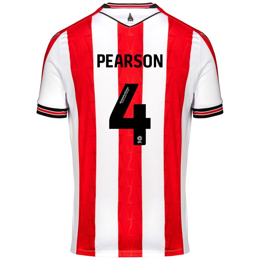 Mænd Ben Pearson #4 Rød Hvid Hjemmebane Spillertrøjer 2024/25 Trøje T-Shirt