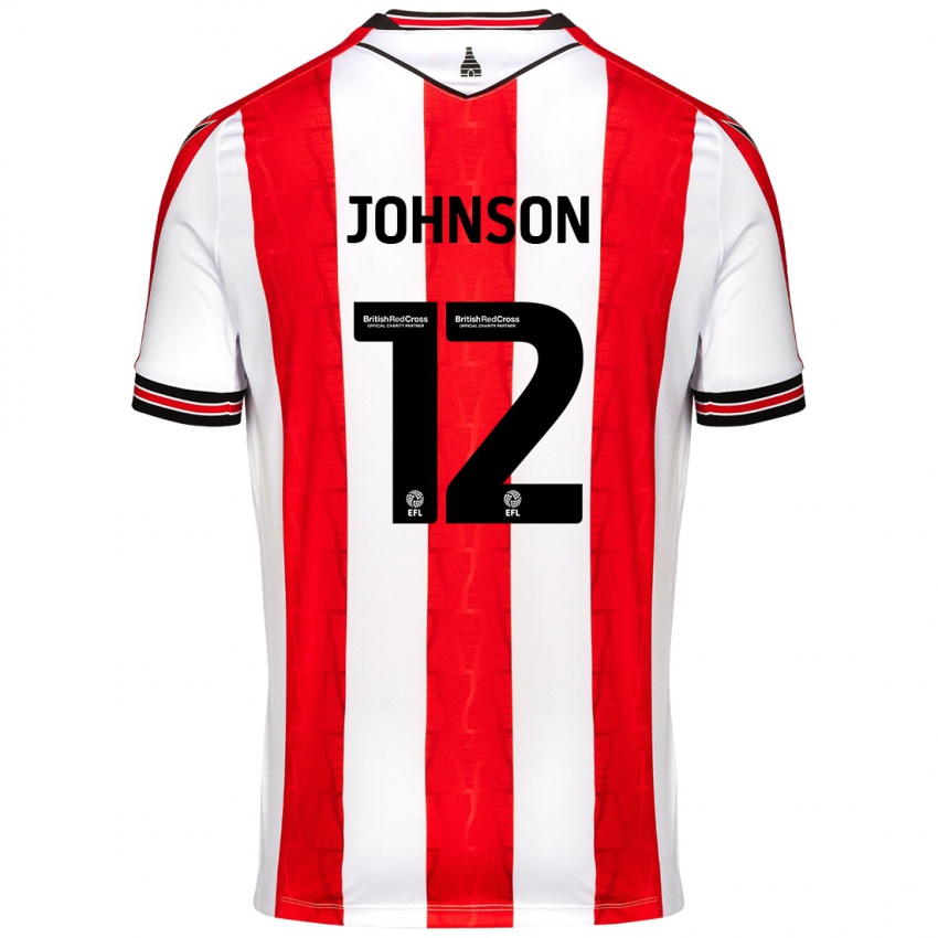 Mænd Daniel Johnson #12 Rød Hvid Hjemmebane Spillertrøjer 2024/25 Trøje T-Shirt