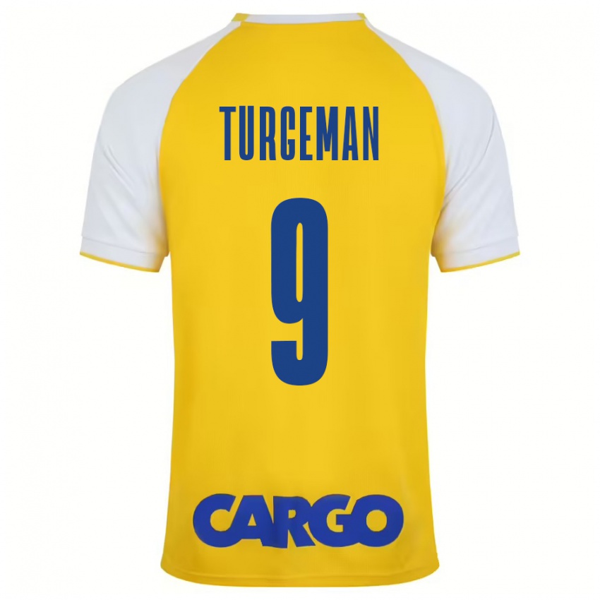 Mænd Dor Turgeman #9 Gul Hvid Hjemmebane Spillertrøjer 2024/25 Trøje T-Shirt