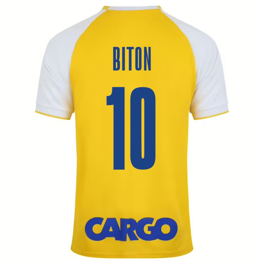 Mænd Dan Biton #10 Gul Hvid Hjemmebane Spillertrøjer 2024/25 Trøje T-Shirt