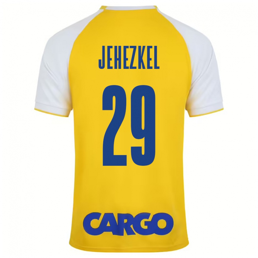 Mænd Sagiv Jehezkel #29 Gul Hvid Hjemmebane Spillertrøjer 2024/25 Trøje T-Shirt