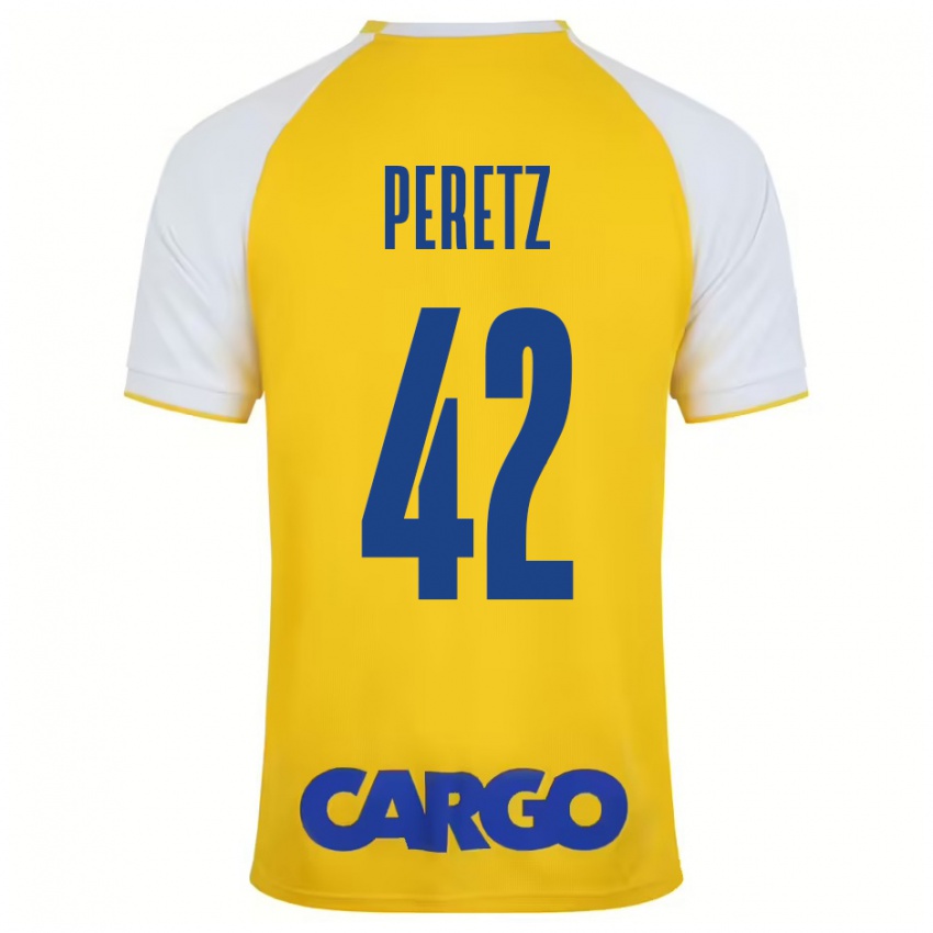 Mænd Dor Peretz #42 Gul Hvid Hjemmebane Spillertrøjer 2024/25 Trøje T-Shirt