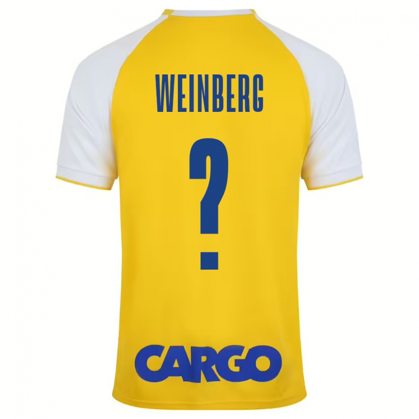 Mænd Idan Weinberg #0 Gul Hvid Hjemmebane Spillertrøjer 2024/25 Trøje T-Shirt