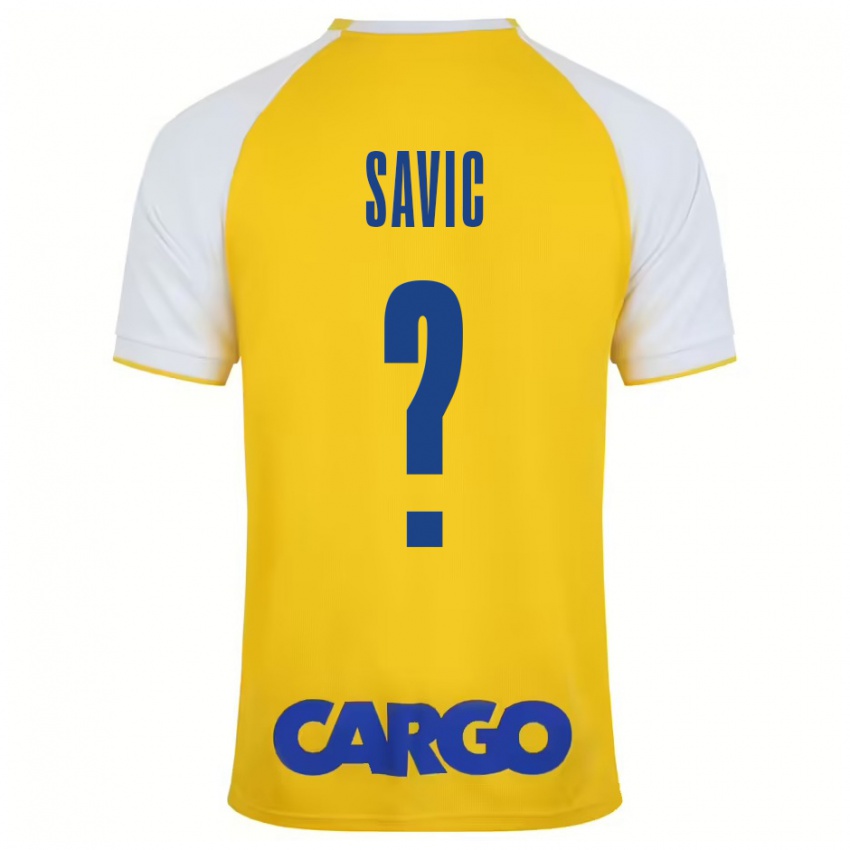 Mænd Rom Savic #0 Gul Hvid Hjemmebane Spillertrøjer 2024/25 Trøje T-Shirt