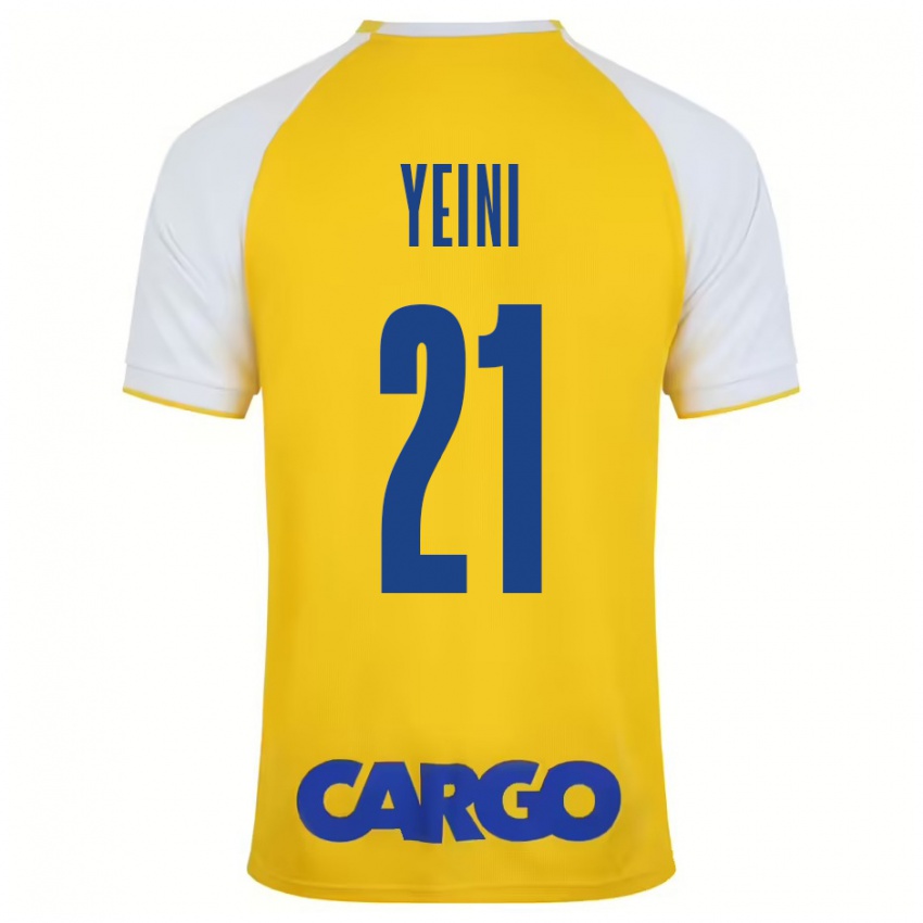 Mænd Sheran Yeini #21 Gul Hvid Hjemmebane Spillertrøjer 2024/25 Trøje T-Shirt