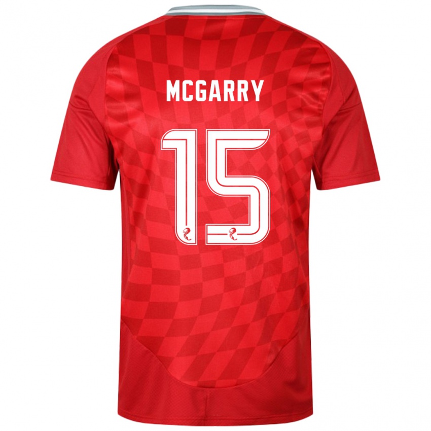 Mænd James Mcgarry #15 Rød Hjemmebane Spillertrøjer 2024/25 Trøje T-Shirt