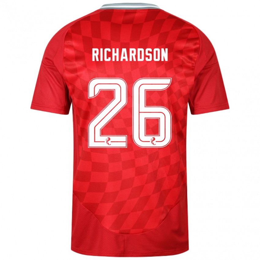 Mænd Jayden Richardson #26 Rød Hjemmebane Spillertrøjer 2024/25 Trøje T-Shirt