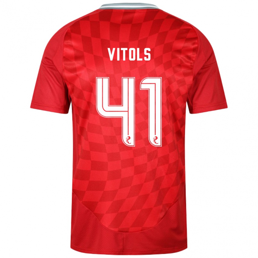 Mænd Rodrigo Vitols #41 Rød Hjemmebane Spillertrøjer 2024/25 Trøje T-Shirt