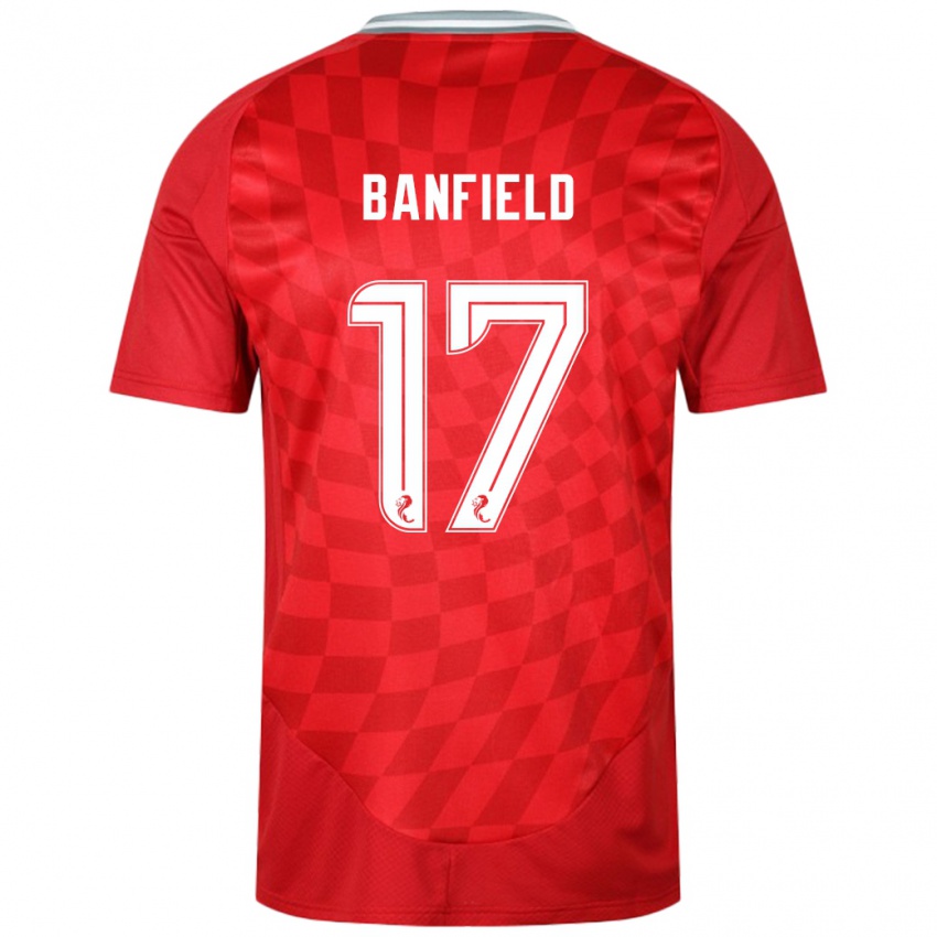 Mænd Keeley Banfield #17 Rød Hjemmebane Spillertrøjer 2024/25 Trøje T-Shirt