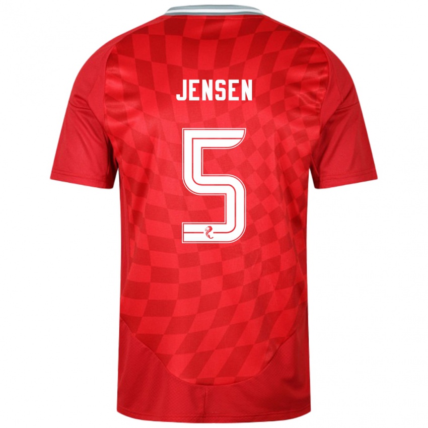 Mænd Richard Jensen #5 Rød Hjemmebane Spillertrøjer 2024/25 Trøje T-Shirt