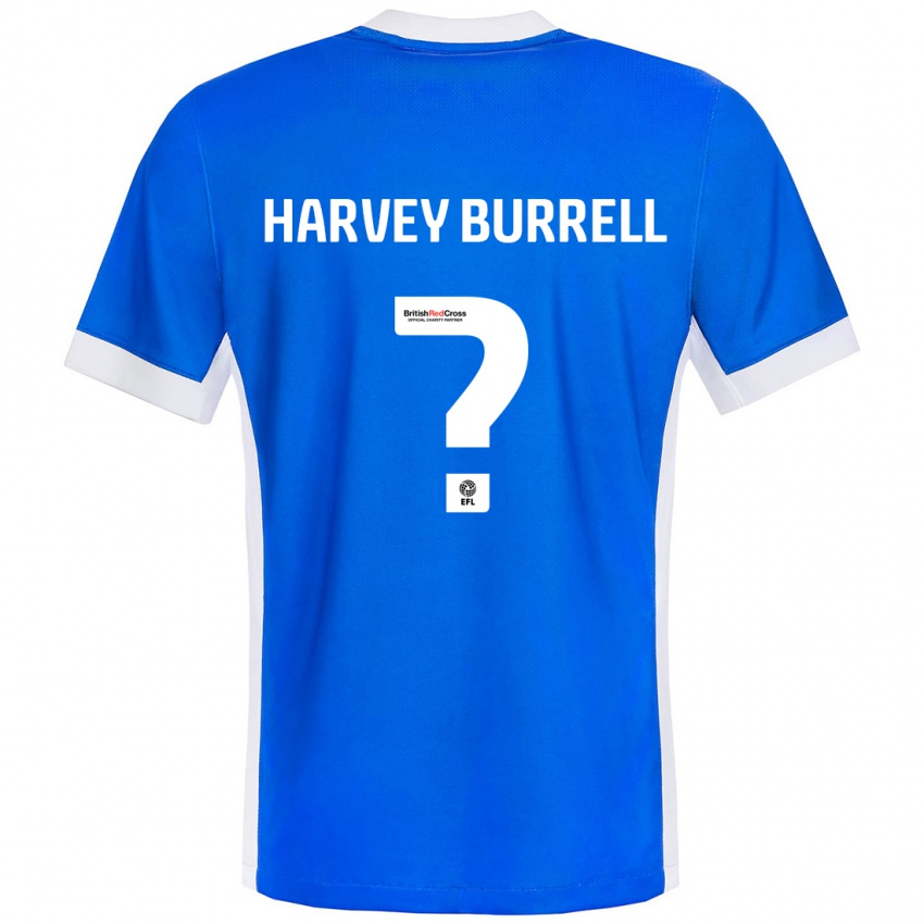 Mænd William Harvey Burrell #0 Blå Hvid Hjemmebane Spillertrøjer 2024/25 Trøje T-Shirt