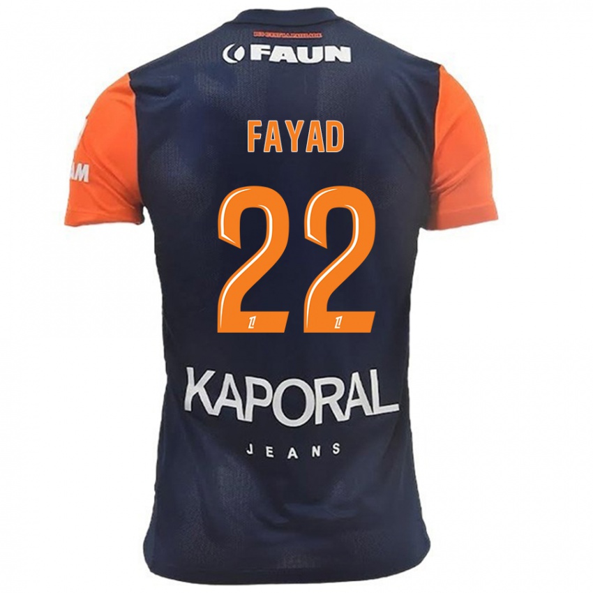 Mænd Khalil Fayad #22 Marineblå Orange Hjemmebane Spillertrøjer 2024/25 Trøje T-Shirt