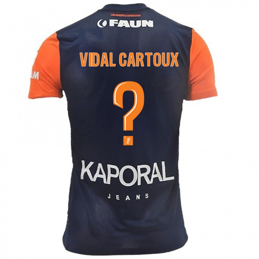 Mænd Noah Vidal Cartoux #0 Marineblå Orange Hjemmebane Spillertrøjer 2024/25 Trøje T-Shirt