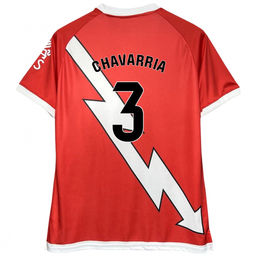 Mænd Pep Chavarría #3 Hvid Rød Hjemmebane Spillertrøjer 2024/25 Trøje T-Shirt