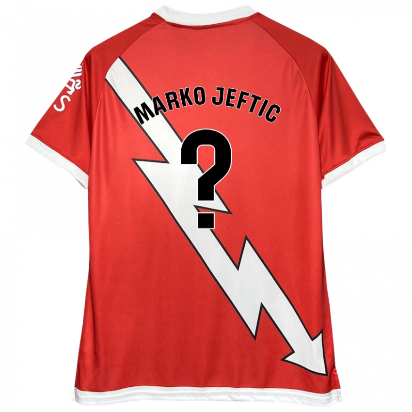 Mænd Marko Jeftic #0 Hvid Rød Hjemmebane Spillertrøjer 2024/25 Trøje T-Shirt