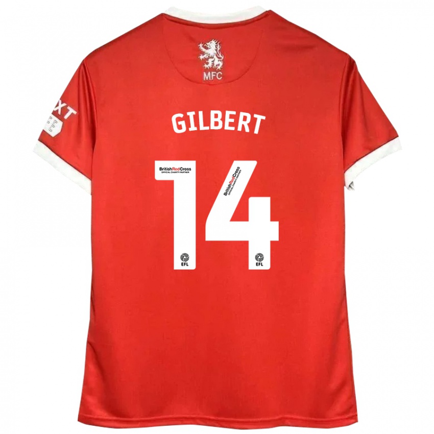 Mænd Alex Gilbert #14 Rød Hvid Hjemmebane Spillertrøjer 2024/25 Trøje T-Shirt