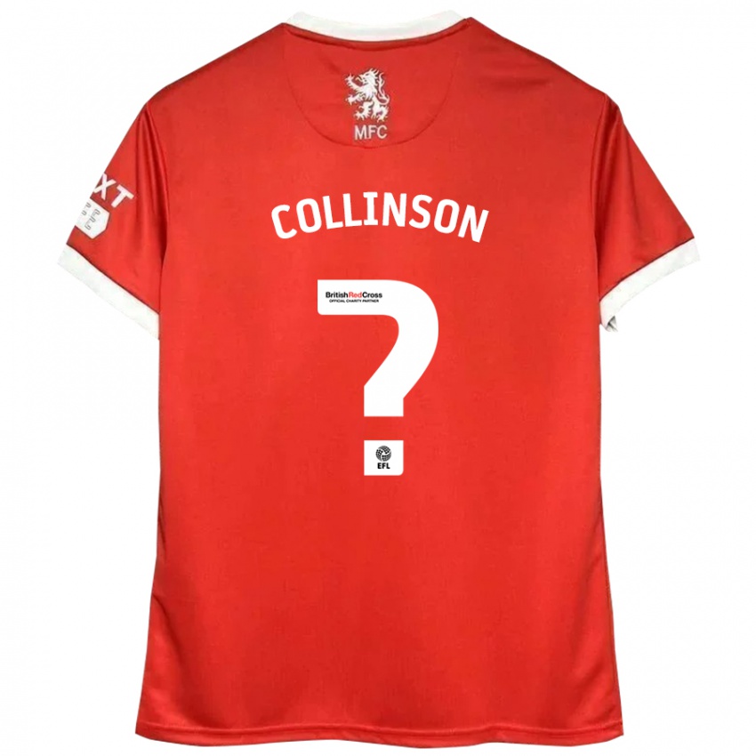 Mænd Isaac Collinson #0 Rød Hvid Hjemmebane Spillertrøjer 2024/25 Trøje T-Shirt