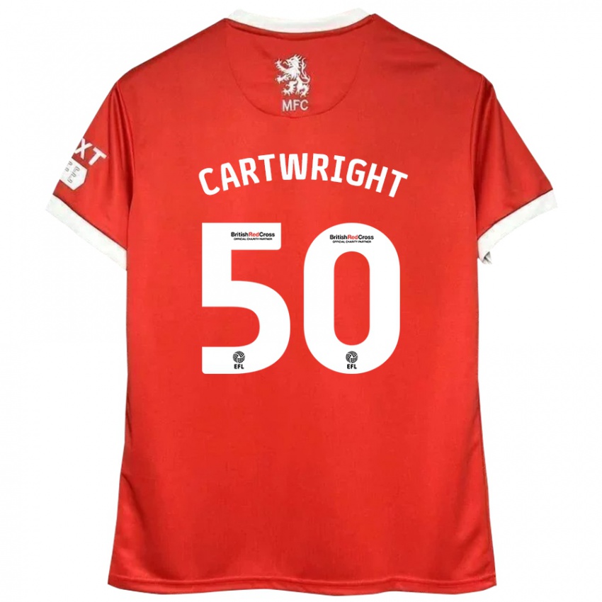 Mænd Fin Cartwright #50 Rød Hvid Hjemmebane Spillertrøjer 2024/25 Trøje T-Shirt