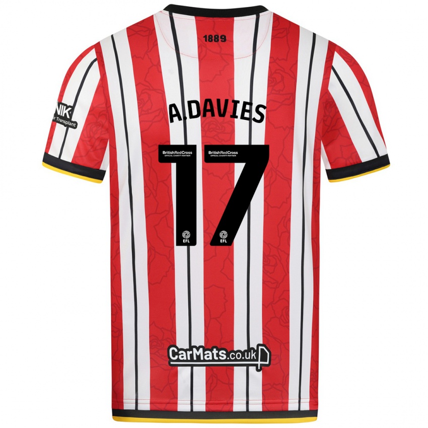 Mænd Adam Davies #17 Røde Hvide Striber Hjemmebane Spillertrøjer 2024/25 Trøje T-Shirt