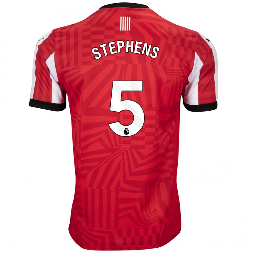 Mænd Jack Stephens #5 Rød Hvid Hjemmebane Spillertrøjer 2024/25 Trøje T-Shirt