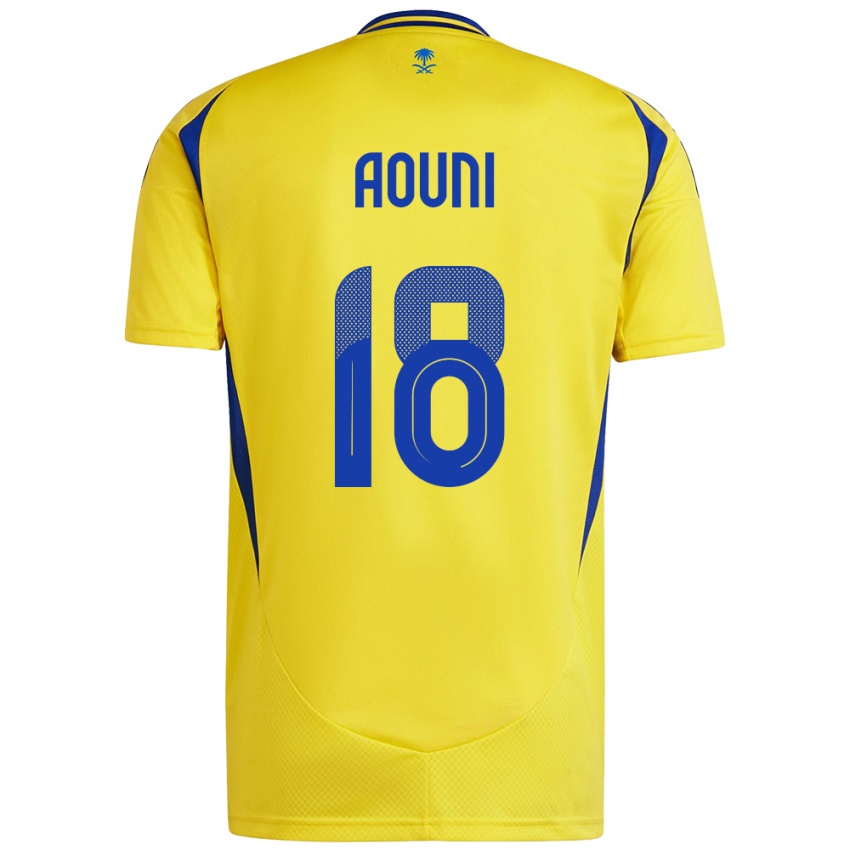 Mænd Samia Aouni #18 Gul Blå Hjemmebane Spillertrøjer 2024/25 Trøje T-Shirt