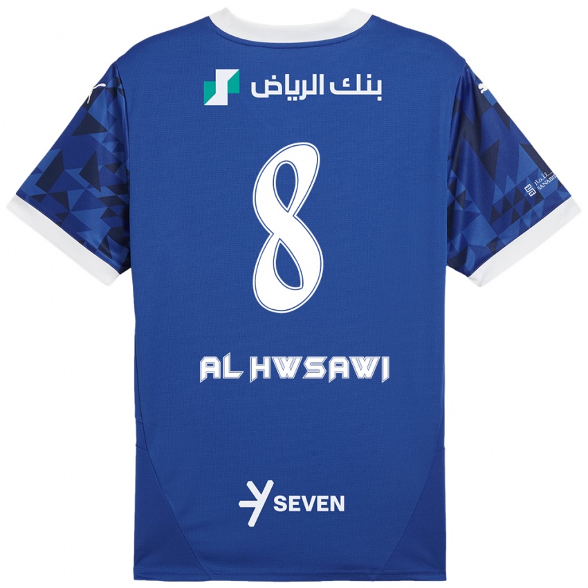 Mænd Al Bandari Al-Hwsawi #8 Mørkeblå Hvid Hjemmebane Spillertrøjer 2024/25 Trøje T-Shirt