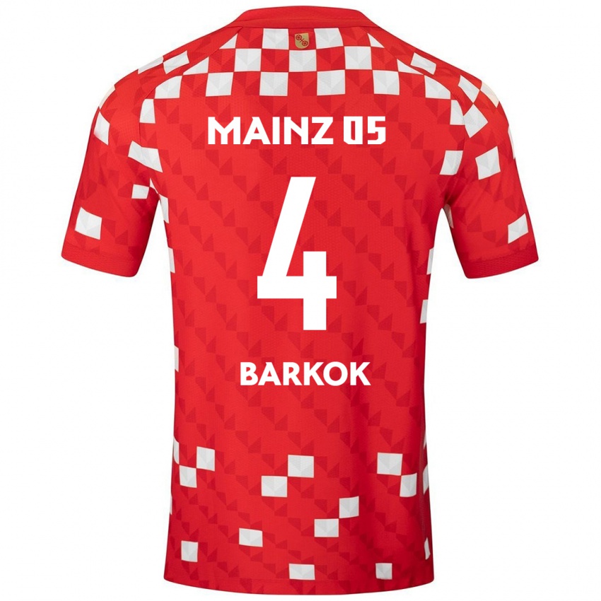 Mænd Aymen Barkok #4 Hvid Rød Hjemmebane Spillertrøjer 2024/25 Trøje T-Shirt