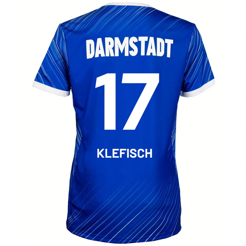 Mænd Kai Klefisch #17 Blå Hvid Hjemmebane Spillertrøjer 2024/25 Trøje T-Shirt