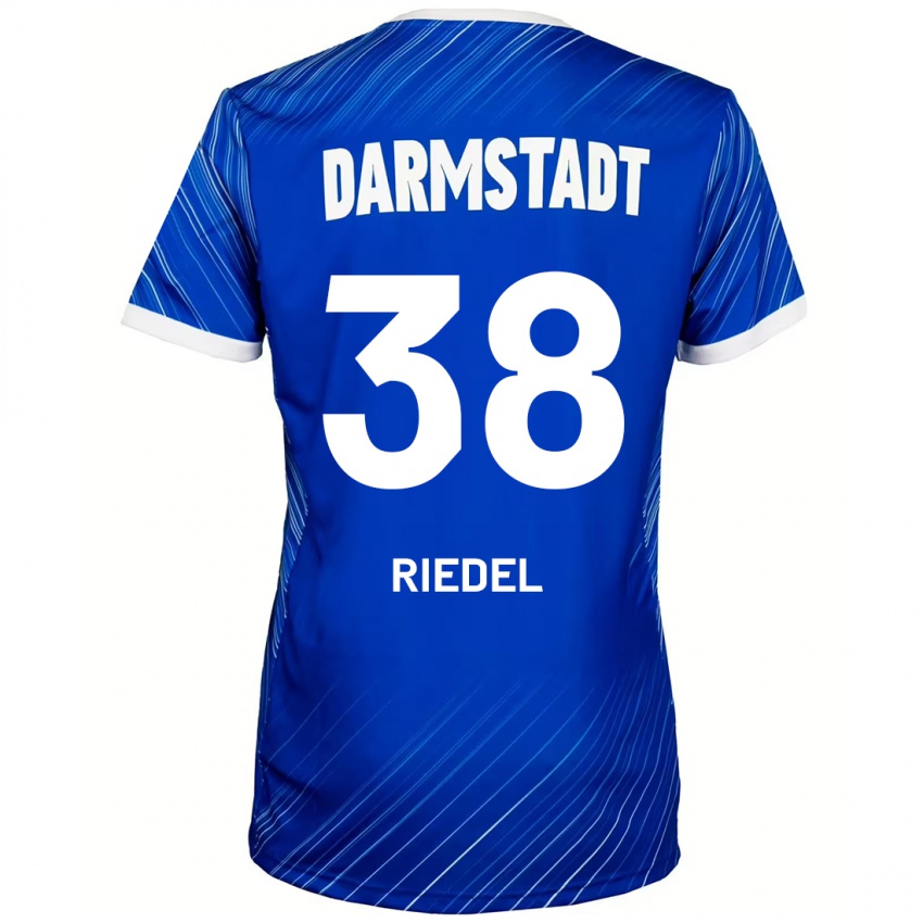 Mænd Clemens Riedel #38 Blå Hvid Hjemmebane Spillertrøjer 2024/25 Trøje T-Shirt