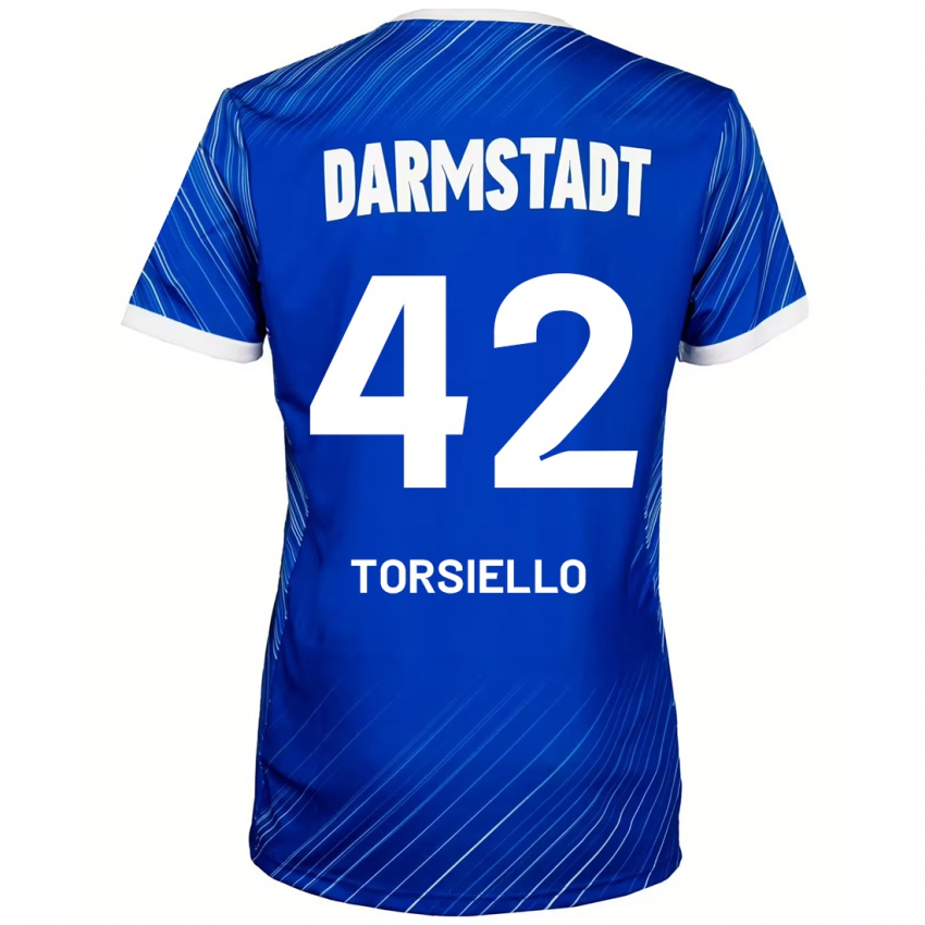 Mænd Fabio Torsiello #42 Blå Hvid Hjemmebane Spillertrøjer 2024/25 Trøje T-Shirt