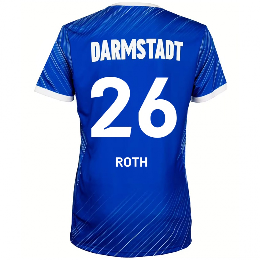 Mænd Maximilian Roth #26 Blå Hvid Hjemmebane Spillertrøjer 2024/25 Trøje T-Shirt