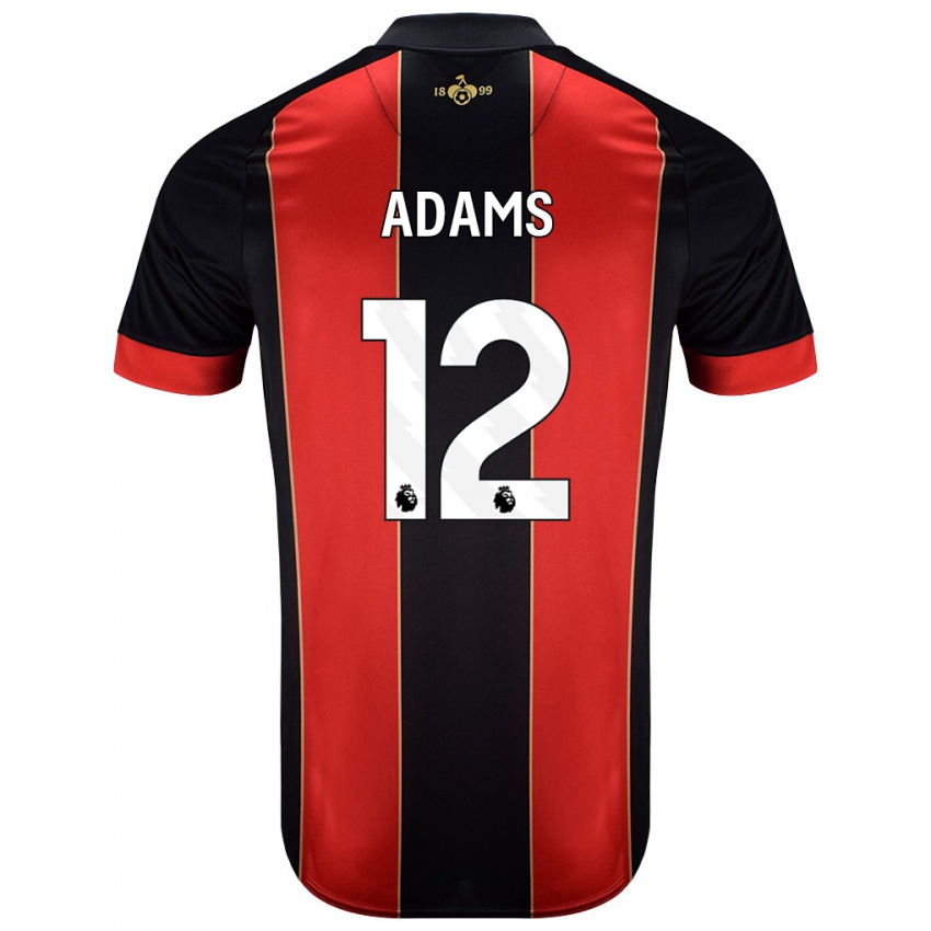 Mænd Tyler Adams #12 Rød Sort Hjemmebane Spillertrøjer 2024/25 Trøje T-Shirt