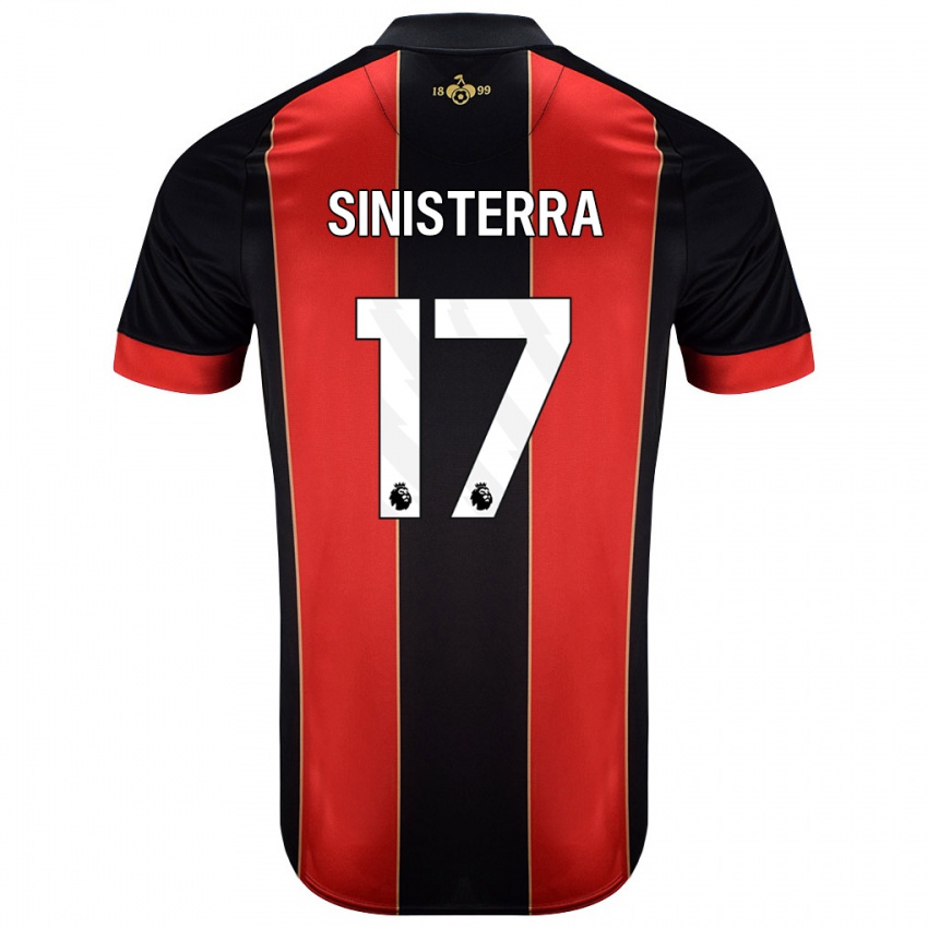 Mænd Luis Sinisterra #17 Rød Sort Hjemmebane Spillertrøjer 2024/25 Trøje T-Shirt