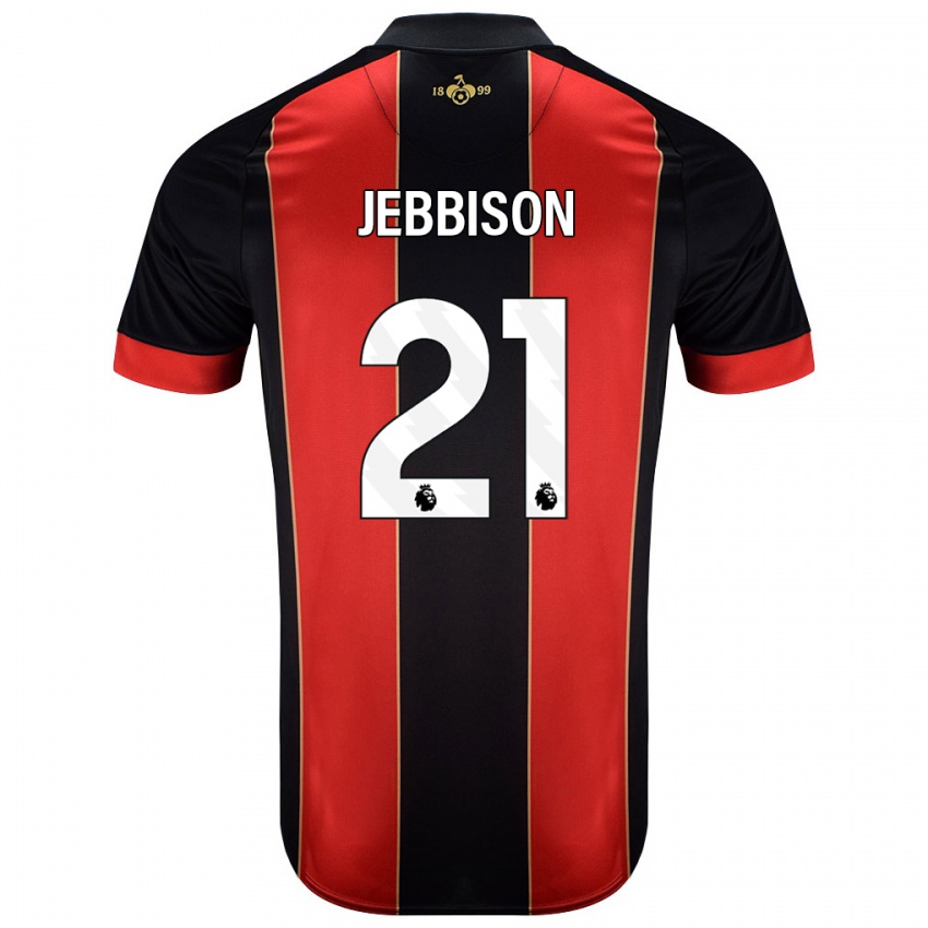 Mænd Daniel Jebbison #21 Rød Sort Hjemmebane Spillertrøjer 2024/25 Trøje T-Shirt