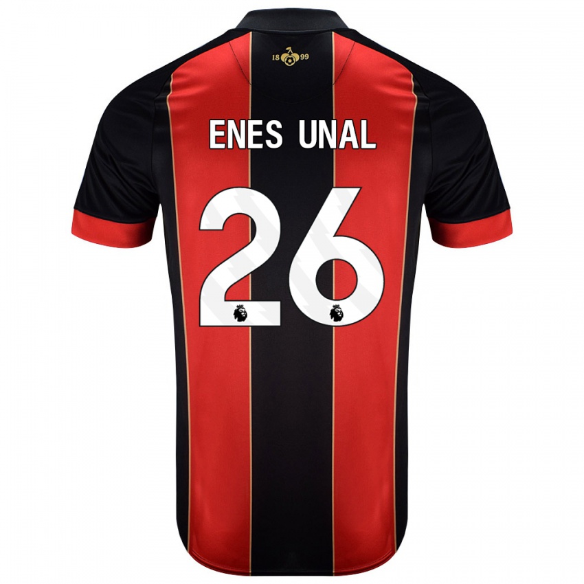 Mænd Enes Ünal #26 Rød Sort Hjemmebane Spillertrøjer 2024/25 Trøje T-Shirt