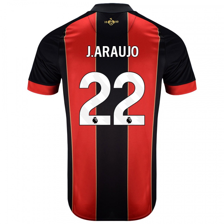 Mænd Julián Araujo #28 Rød Sort Hjemmebane Spillertrøjer 2024/25 Trøje T-Shirt