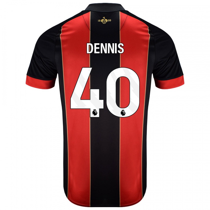 Mænd Will Dennis #40 Rød Sort Hjemmebane Spillertrøjer 2024/25 Trøje T-Shirt