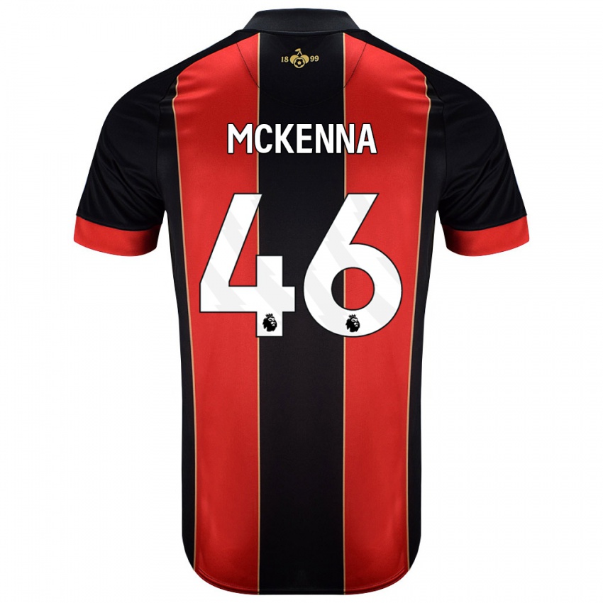 Mænd Callan Mckenna #46 Rød Sort Hjemmebane Spillertrøjer 2024/25 Trøje T-Shirt