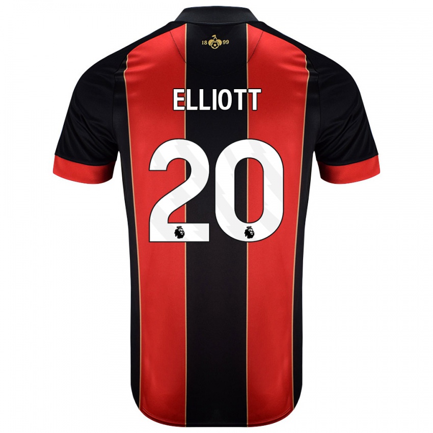 Mænd Kaitlyn Elliott #20 Rød Sort Hjemmebane Spillertrøjer 2024/25 Trøje T-Shirt