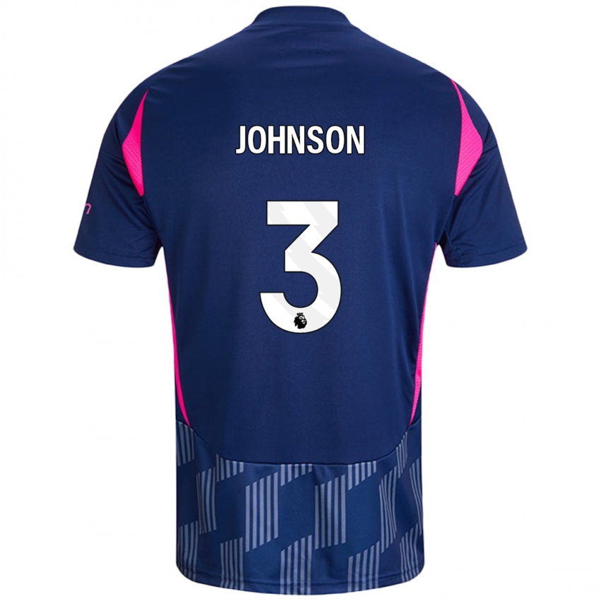 Mænd Nat Johnson #3 Kongeblå Pink Udebane Spillertrøjer 2024/25 Trøje T-Shirt