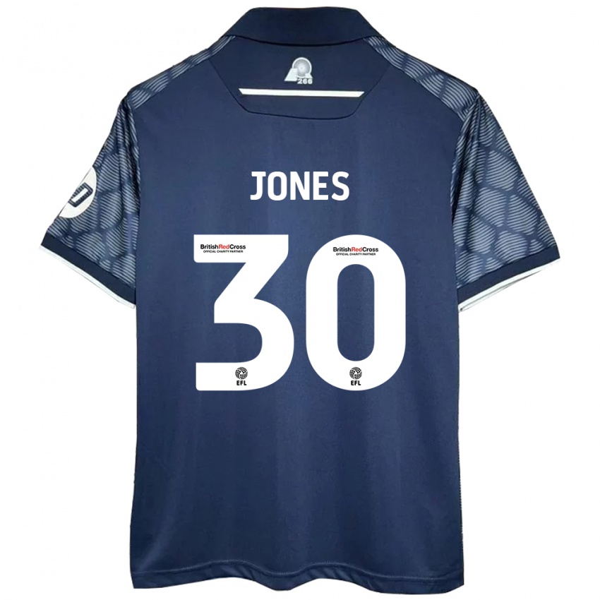 Mænd James Jones #30 Sort Udebane Spillertrøjer 2024/25 Trøje T-Shirt