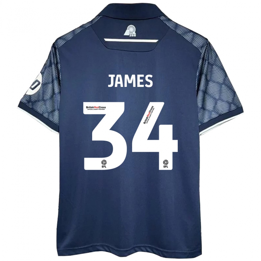 Mænd Aaron James #34 Sort Udebane Spillertrøjer 2024/25 Trøje T-Shirt