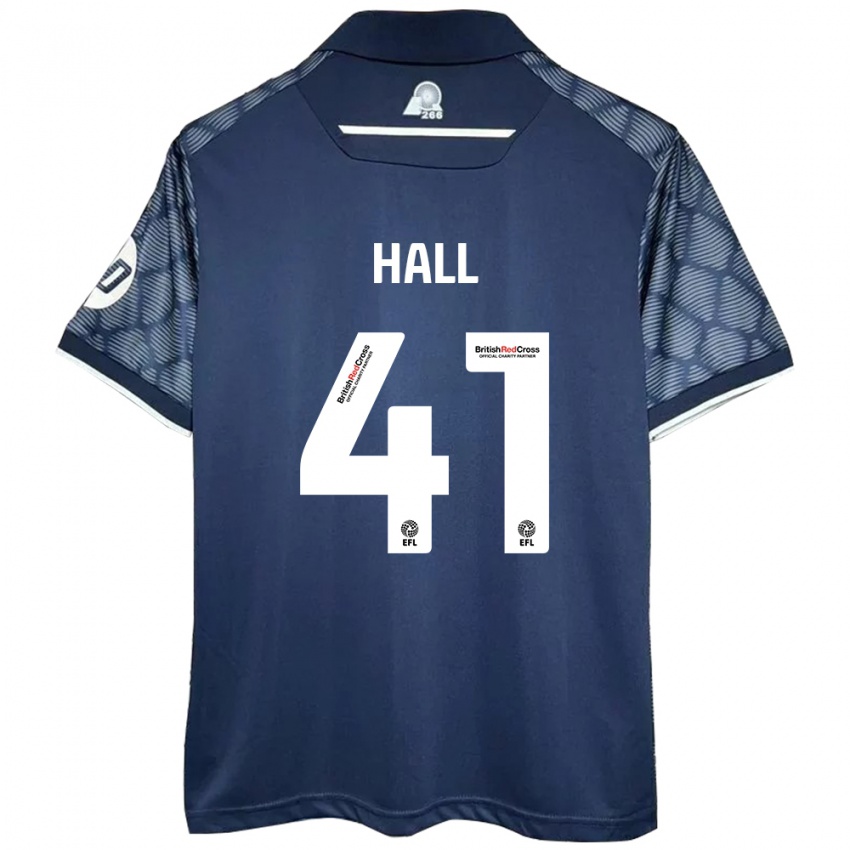 Mænd Liam Hall #41 Sort Udebane Spillertrøjer 2024/25 Trøje T-Shirt