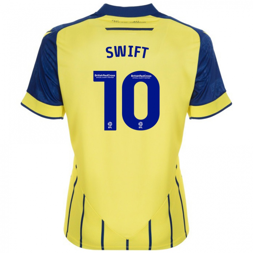 Mænd John Swift #10 Gul Blå Udebane Spillertrøjer 2024/25 Trøje T-Shirt