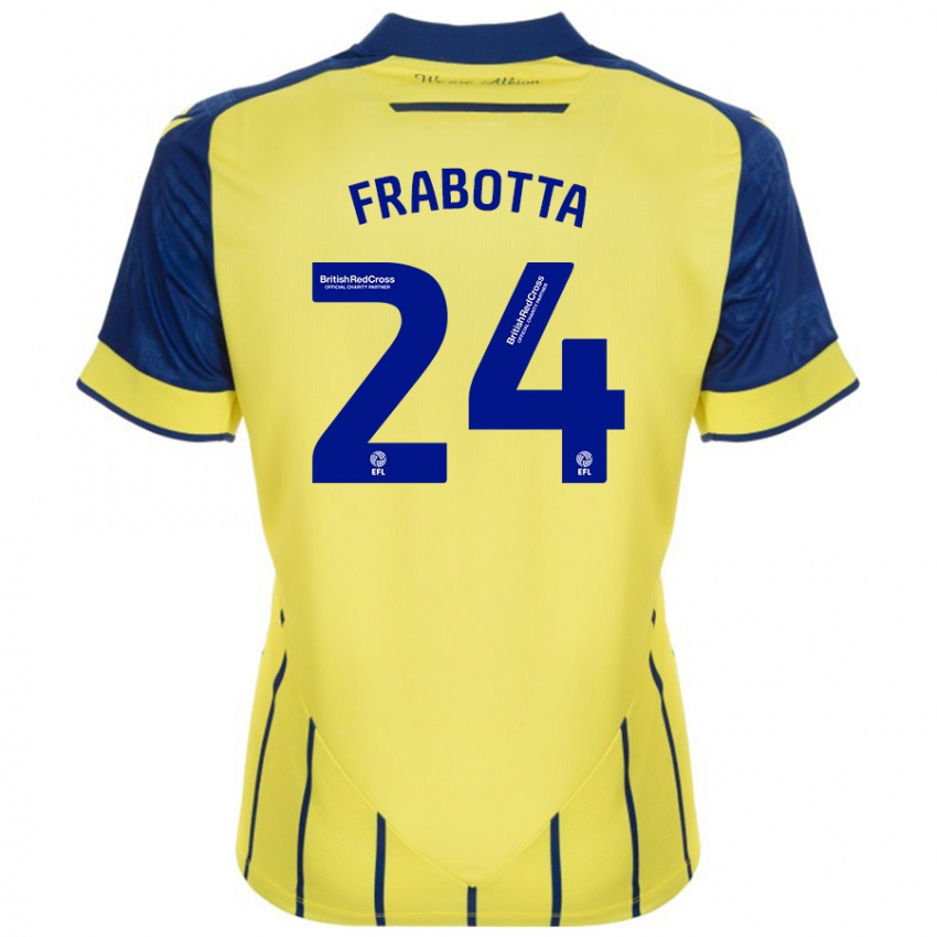 Mænd Gianluca Frabotta #24 Gul Blå Udebane Spillertrøjer 2024/25 Trøje T-Shirt