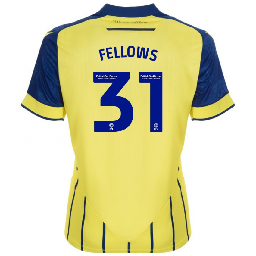 Mænd Tom Fellows #31 Gul Blå Udebane Spillertrøjer 2024/25 Trøje T-Shirt