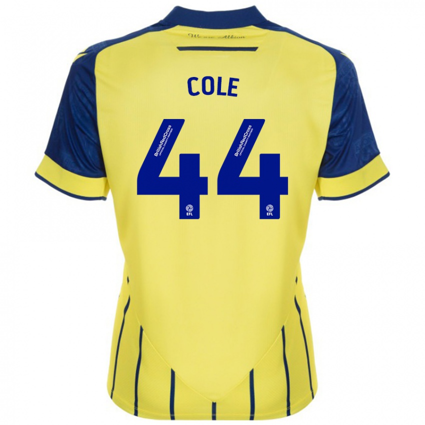 Mænd Devante Cole #44 Gul Blå Udebane Spillertrøjer 2024/25 Trøje T-Shirt