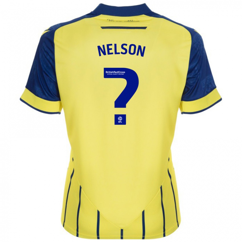 Mænd Deago Nelson #0 Gul Blå Udebane Spillertrøjer 2024/25 Trøje T-Shirt