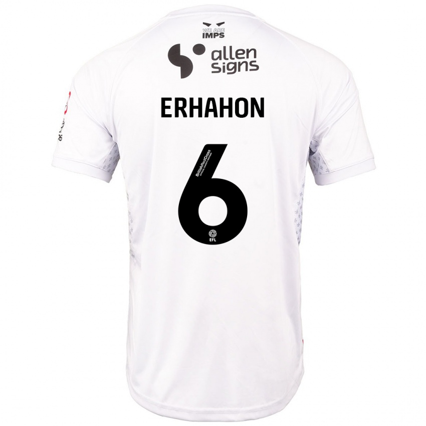 Mænd Ethan Erhahon #6 Rød Hvid Udebane Spillertrøjer 2024/25 Trøje T-Shirt